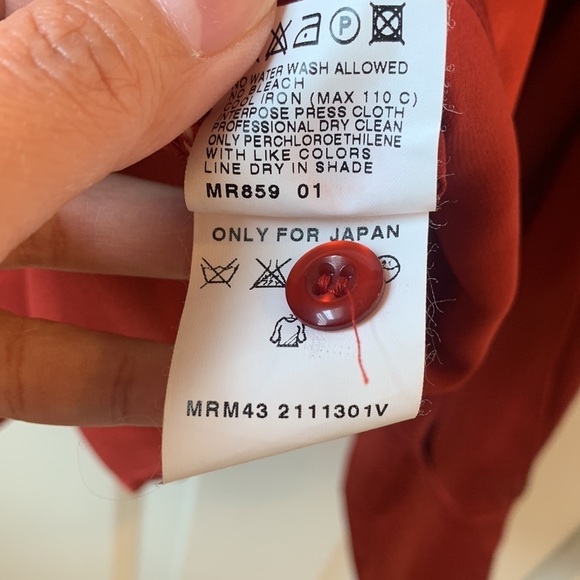 Marina Rinaldi Camicia 100% Silk Satin Red Button Up Shirt size 25 L/XL - Picture 8 of 11